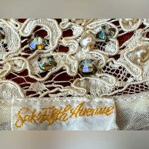 RARE Antique Saks Fifth Avenue Lace Collar With Set Rhinestones & Pearls